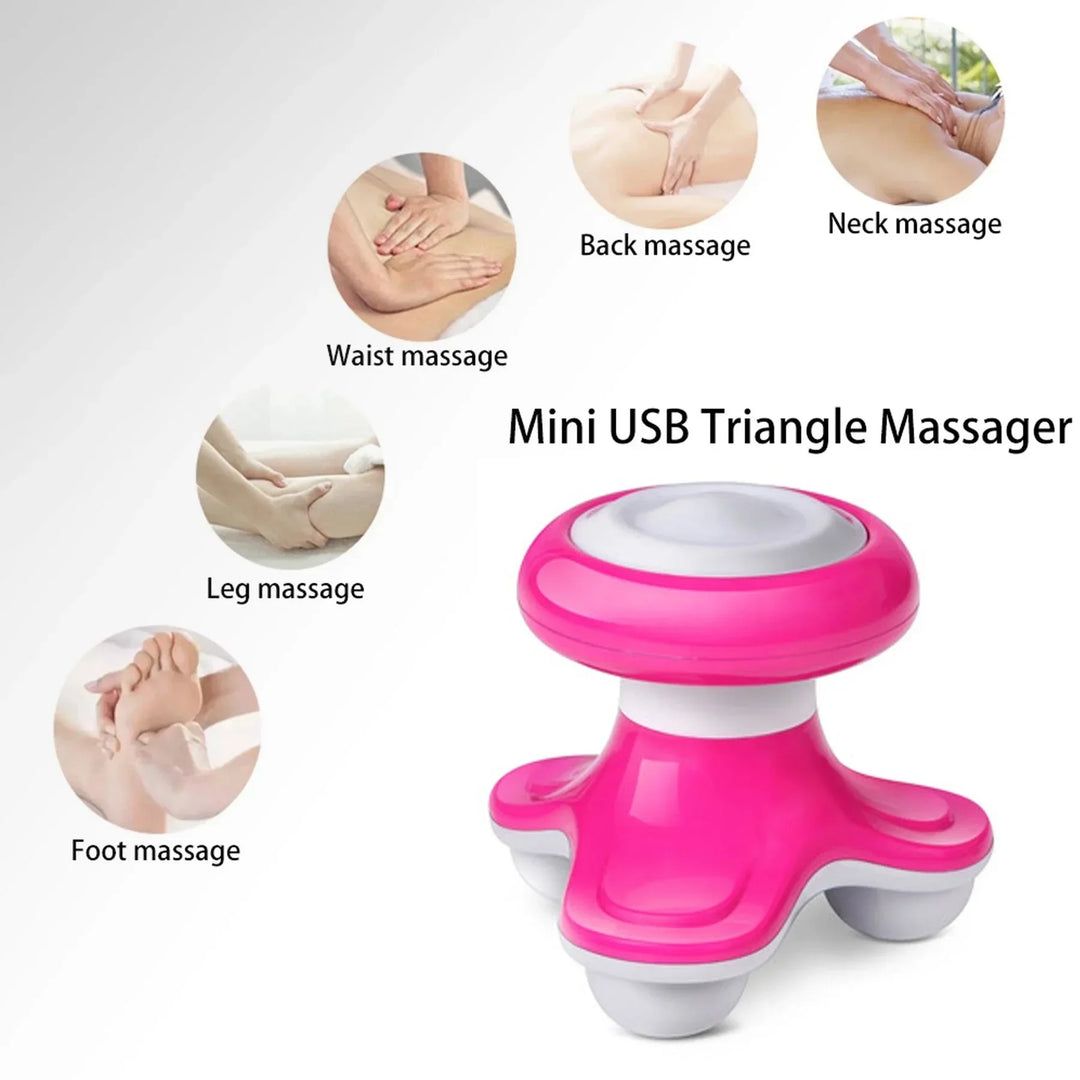 Mini Neck Massager with Neck and Back Function, Plastic Triangle Electric Beauty Massager, Anti-Cellulite, Body Relaxation, USB