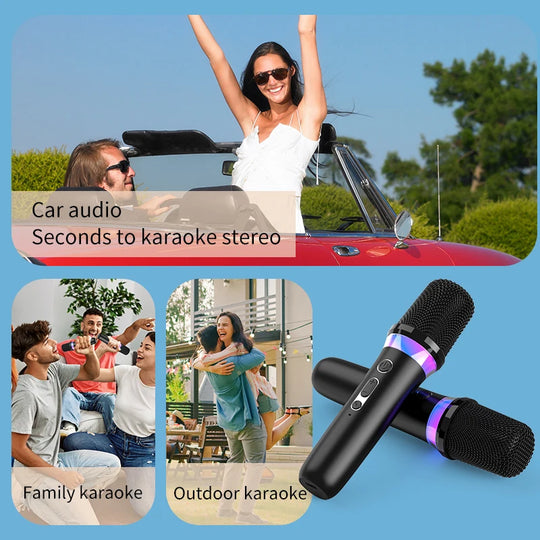 DS-K2 Karaoke Companion Bluetooth 5.3 Wireless Microphones with RGB Lights & DSP Mixer