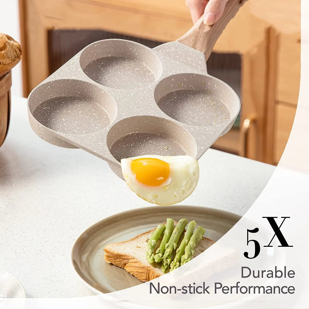 Four Holes Egg Pancake FYI Pan Frying Nonstick Pans and Pot Skillet 4 Eggs Stove Omelet Ham Maker for Kitchen Tool with Lid