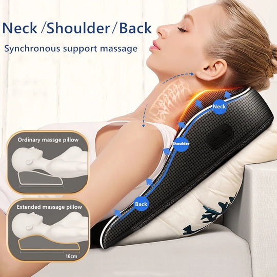Jinkairui Electric Shiatsu Head Neck Cervical Ttraction Body Massager Car Back Pillow with Heating Vibrating Massage Device - Jscomfortzstore