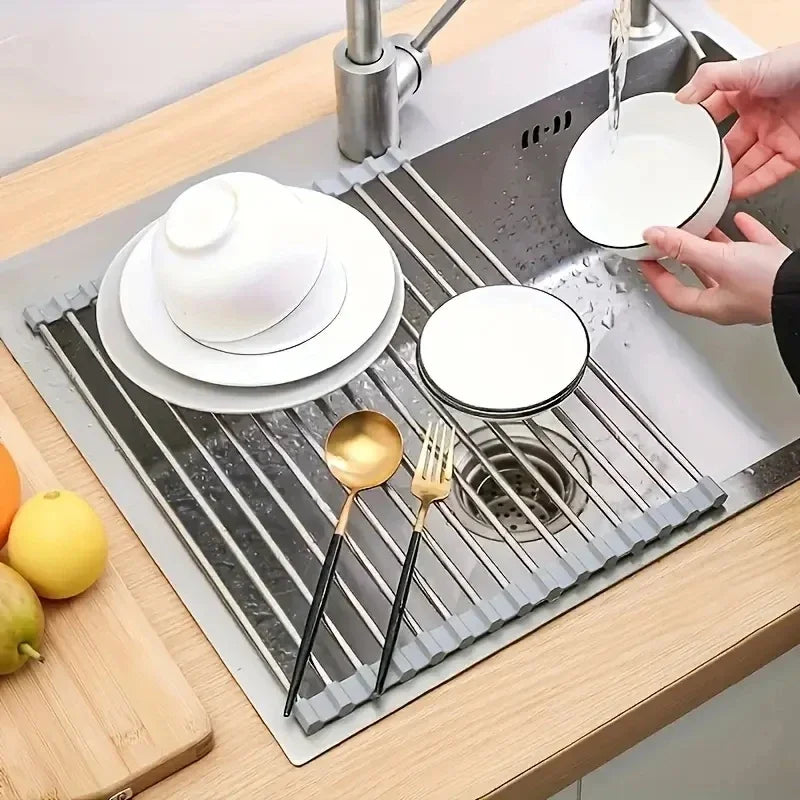 Silicone & Stainless Steel Dish Drainer