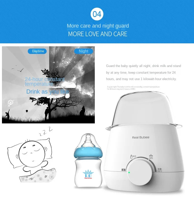 Baby Bottles Milk Warmer Food Heater Steam Sterilizer 5-Minute Fast Warming Precise Temperature Control Double Milk Warmer