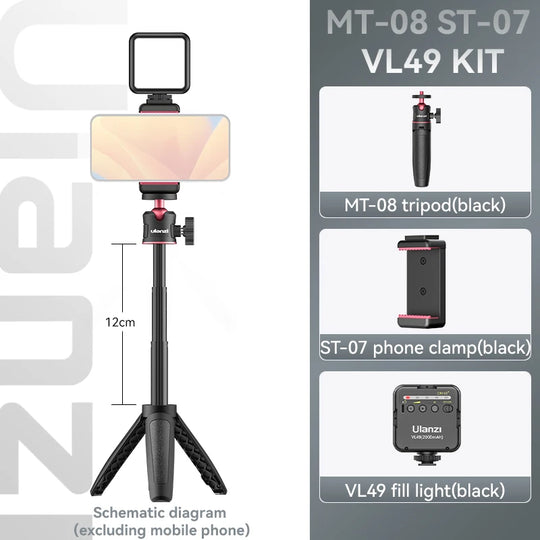 White Foldable Tripod & Monopod Mount for DSLR, Android, iPhone, Smartphone (1/4'' Thread)