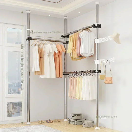 Dressing Rooms Hanger Floor Clothes Racks Clothing Shoe Floor Bedroom Garment Rack Rail Free Standing Percheros Furniture