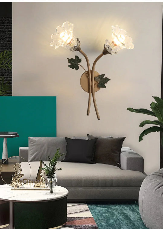 American Wall Lamp - Modern Minimalist & French Rustic Floral Design for Living Room/Bedroom Headboard