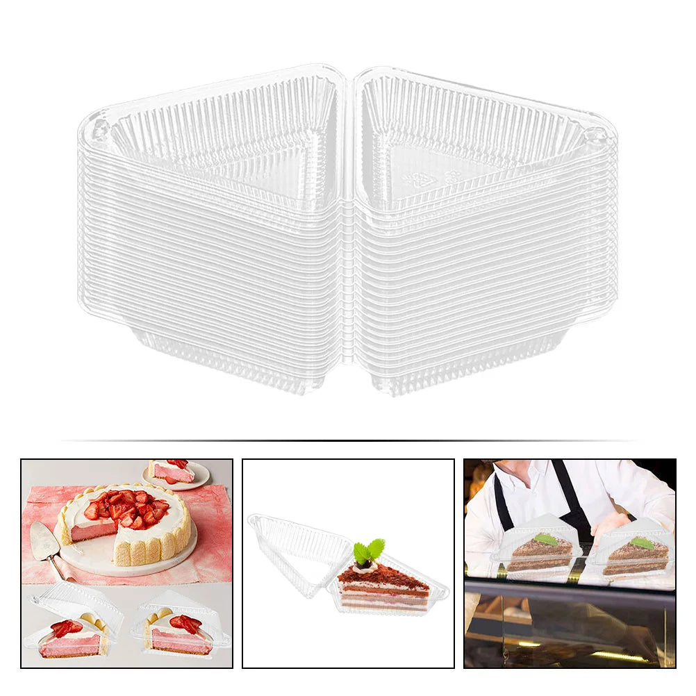 50 Pcs Cake Box Set Bread Containers Slice Carrier Triangle Pie Sandwich Cookie to Go The Pet Cheesecake