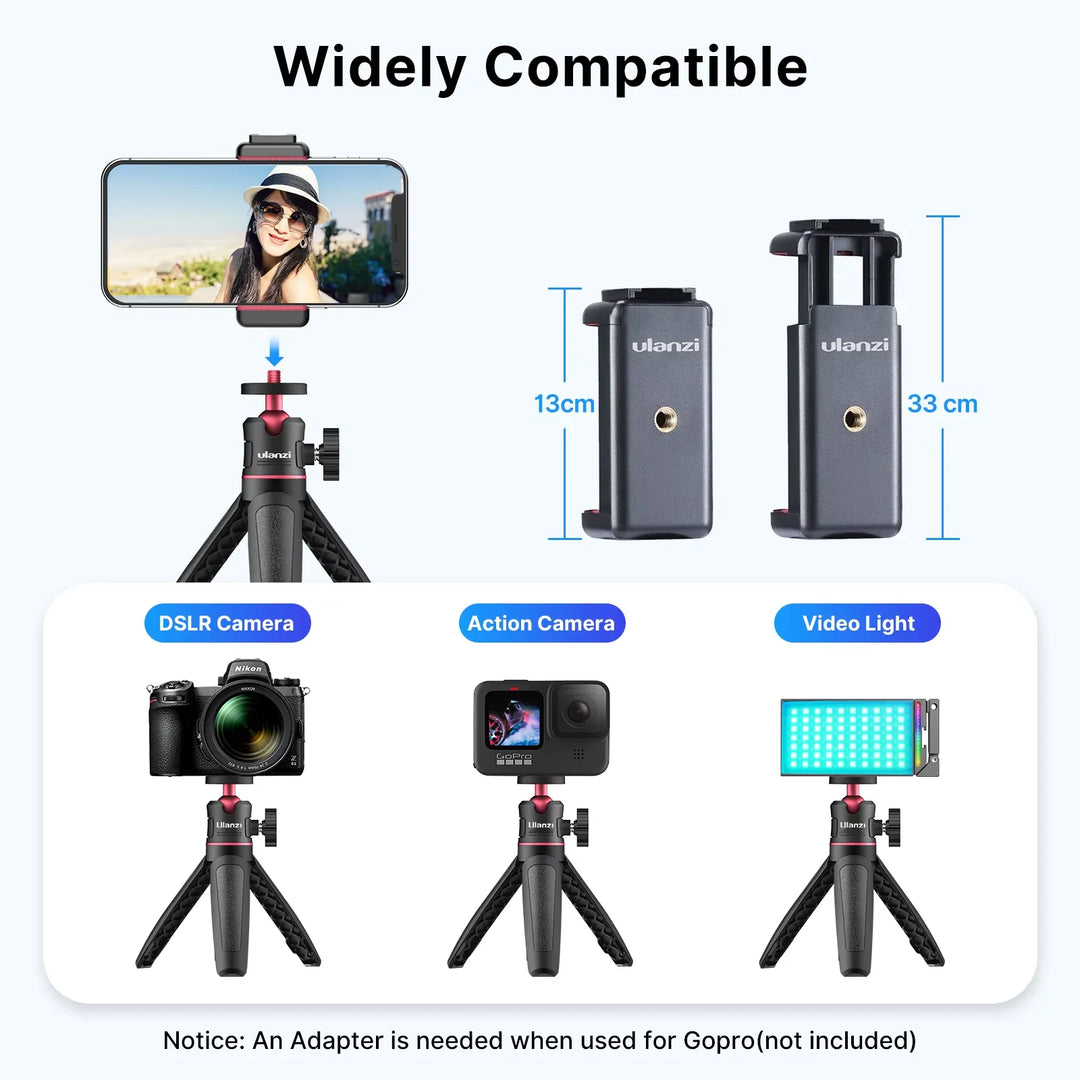 White Foldable Tripod & Monopod Mount for DSLR, Android, iPhone, Smartphone (1/4'' Thread)