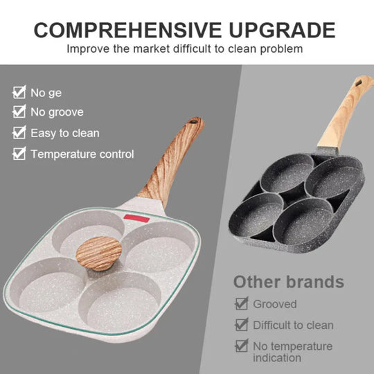 Four Holes Egg Pancake FYI Pan Frying Nonstick Pans and Pot Skillet 4 Eggs Stove Omelet Ham Maker for Kitchen Tool with Lid