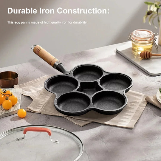 3/4/5 Hole Cast Iron Omelet Pan Non-Stick Cooking Egg Ham Pan Breakfast Grill Cooking Pot Egg Frying Pan Pancake Pan