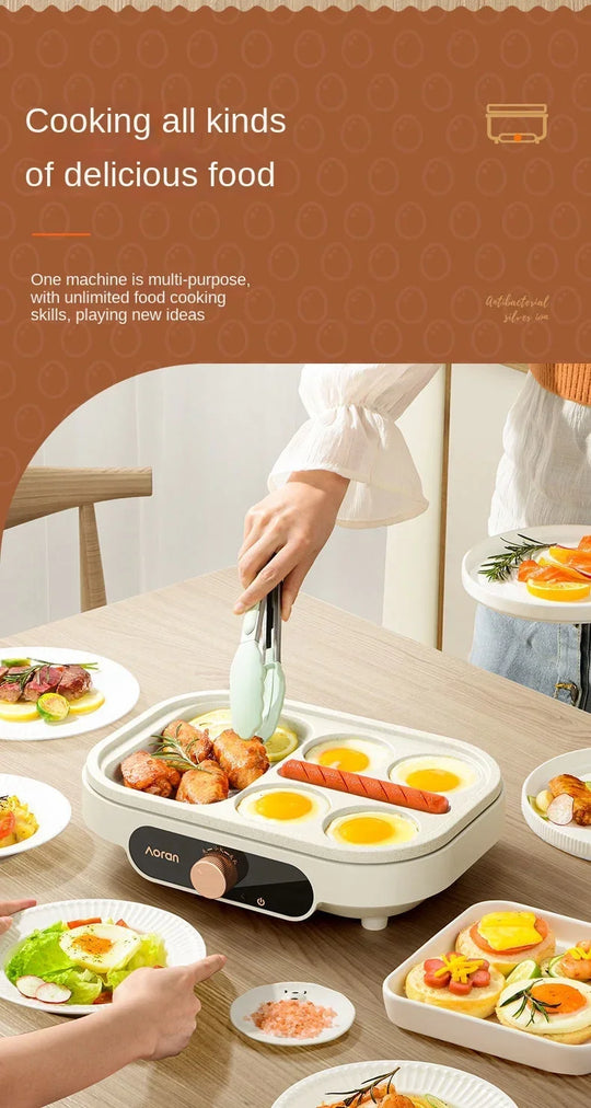 Fried egg barbecue burger machine non-stick small flat household frying pan breakfast egg burger pancake pan four-hole fried egg