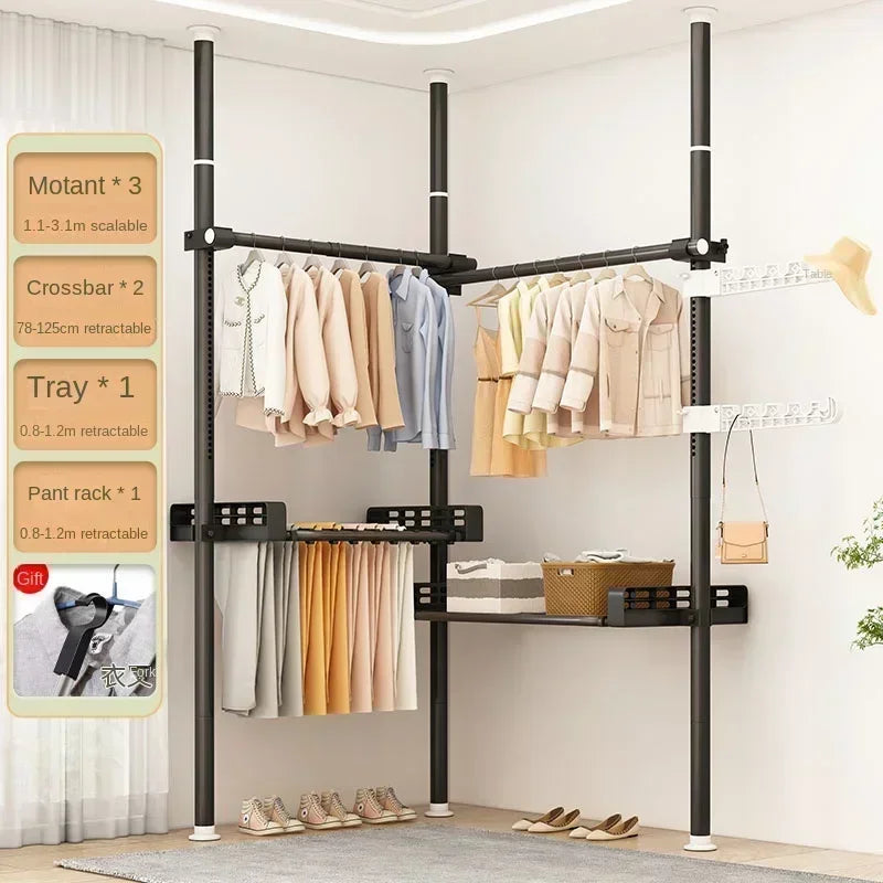 Dressing Rooms Hanger Floor Clothes Racks Clothing Shoe Floor Bedroom Garment Rack Rail Free Standing Percheros Furniture