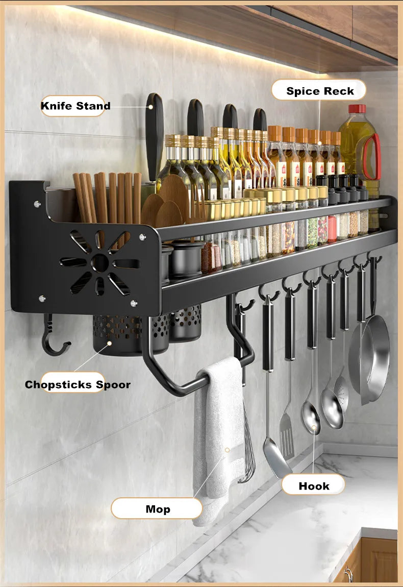 Kitchen Spice Storage Knives Holder Knife Stand Spice Rack Organizer Knives Holder Spoon and Chopsticks Rest Hanging Organizers
