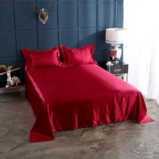 High End Rayon Queen Size Bed Sheet Set Luxury Solid Satin Silky Bedsheet Set High Quality Single Double Sheets No Pillowcase