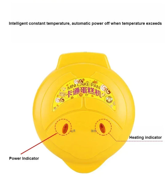 220V Household automatic cake machine Cartoon mini children's bread machine double-sided heating baking breakfast machine EU US