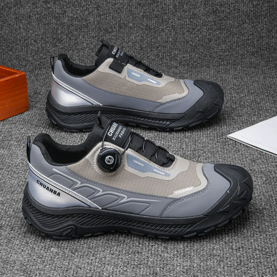 Men's low top hiking shoes, outdoor sports shoes, breathable, anti slip, wear-resistant, rotating buckle hiking shoes