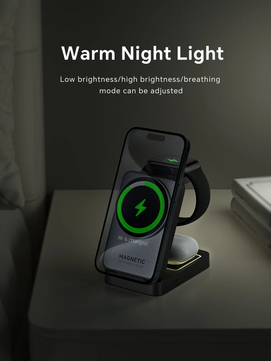 Foldable 3 In 1 Magnetic Wireless Charger Stand For Magsafe iPhone 16 15 14 13 12 iWatch 6 7 8 Airpods Pro Fast Charging Station