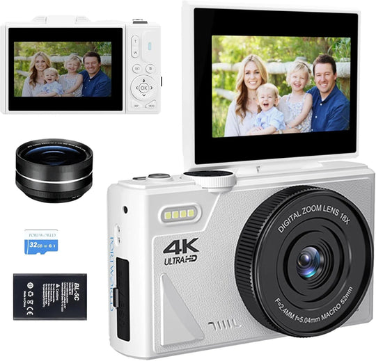 4K Camera & WiFi for YouTube Vlogging & Selfies
