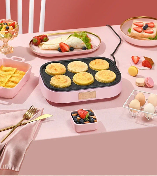 Fried egg burger machine non-stick flat bottom household frying pan breakfast pancake pancake pan small four-hole fried artifact