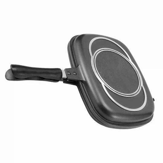 Double Side Pan Grill Pan Frying Double Side Portable Anti‑Burn Handle Kitchen Supplies Grill Pot 32cm/12.6in Pan Portable Pan