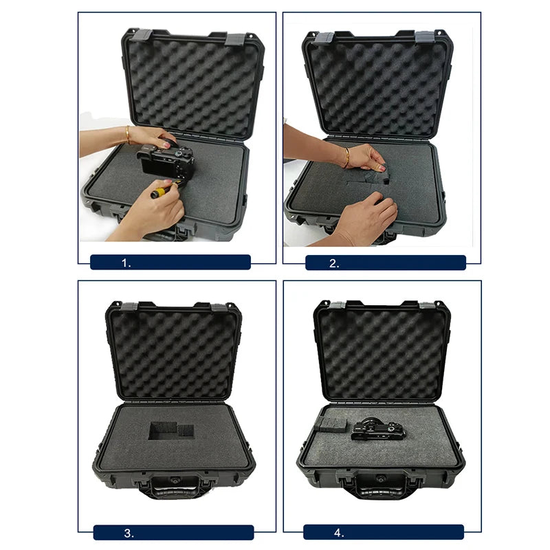 Hard Carry Case Bag Tool Case With pre-cut Sponge Storage Box Safety Protector Organizer Hardware Toolbox Impact Resistant