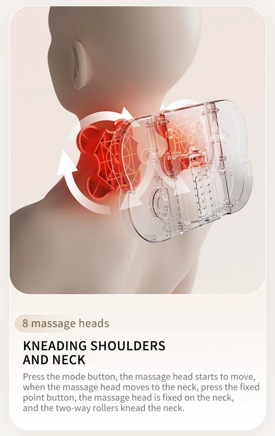 Shiatsu Neck and Back Massager with Heat Full Back Fixed Point Knead Rolling Ultra Slim Massage Cushion for Home Office Seat Use