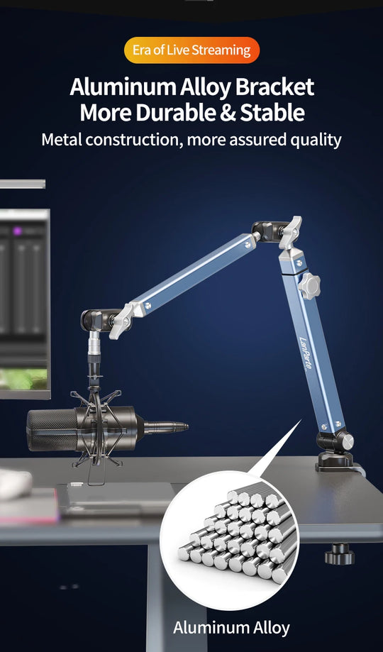 Mic Boom Arm Microphone Stand for Blue Yeti FIFINE AM8 K669B HyperX QuadCast SoloCast AT2020 Shure SM7B MV7 and Other Microphone