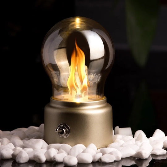 Glass Lampshade Night Light Flame Tip Design Eye Care Light Bulb Lemp Cordless Operation Decorative Bulb Desk Lamp Christmas