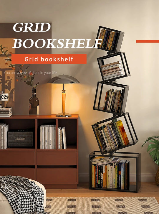 5-Layer Foldable Grid Bookshelf