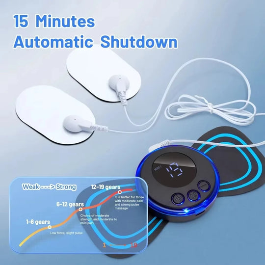 Mini Electric Neck Massager with Remote-Controlled EMS Muscle Stimulator Pads