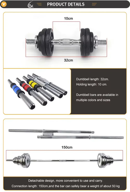 10kg-30kg Adjustable Cast Iron Dumbbells Set
