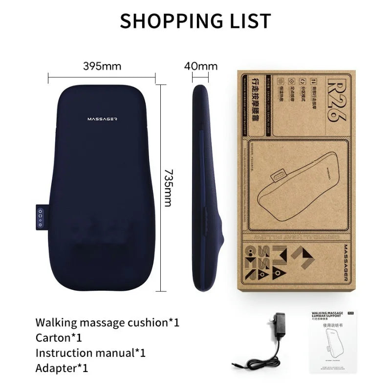 Shiatsu Neck and Back Massager with Heat Full Back Fixed Point Knead Rolling Ultra Slim Massage Cushion for Home Office Seat Use