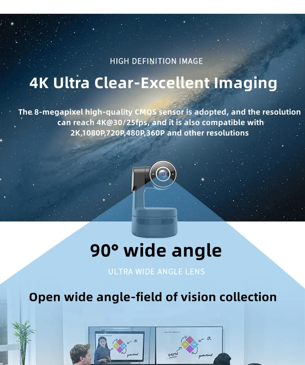 4K PTZ Webcam with AI Framing