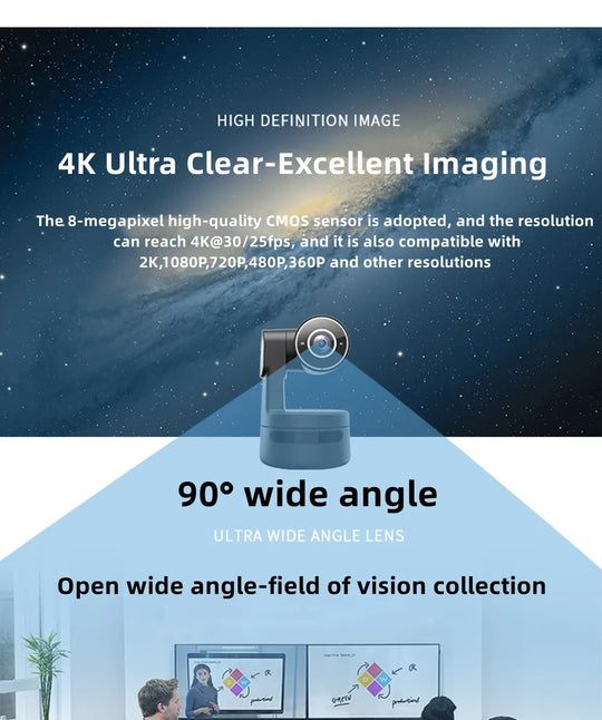 4K PTZ Webcam with AI Framing