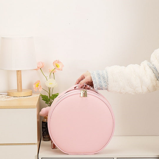 Round Smart LED Makeup Bag with Mirror Lights