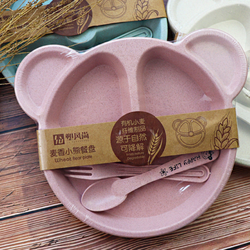 Wheat Split Bear Children's Dinner Plate Set
