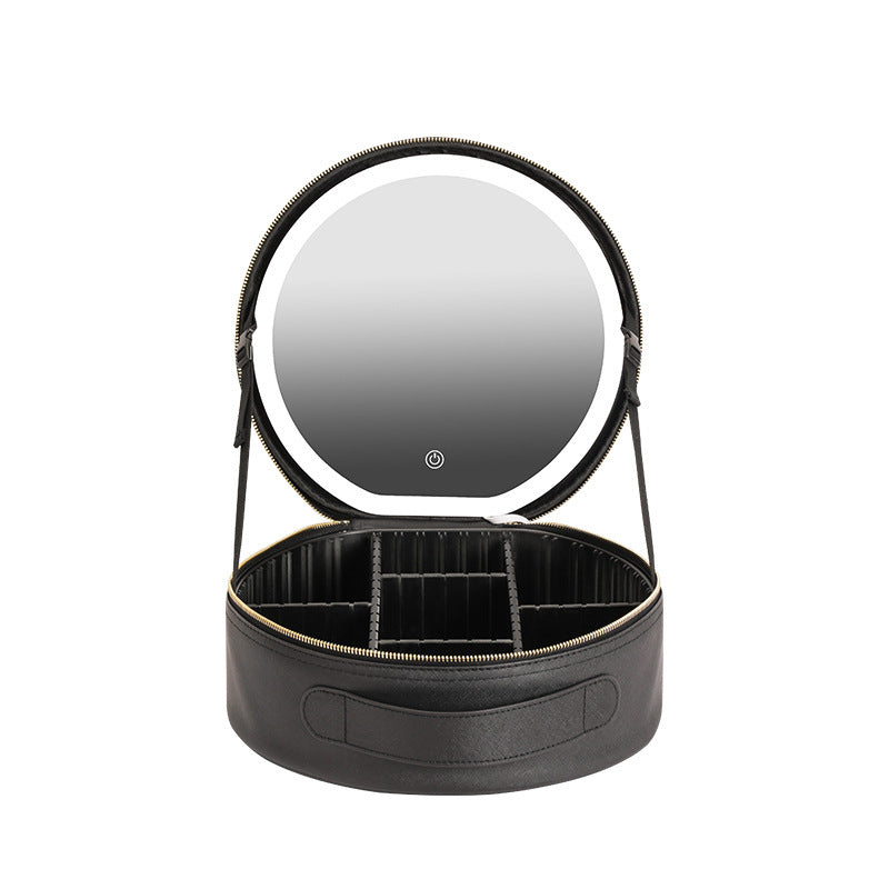 Round Smart LED Makeup Bag with Mirror Lights