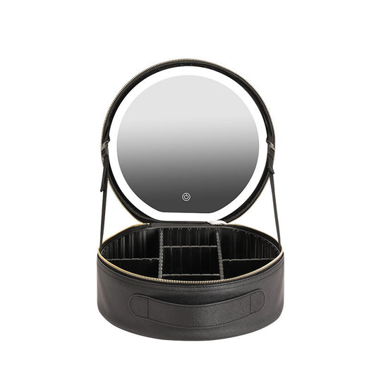 Round Smart LED Makeup Bag with Mirror Lights