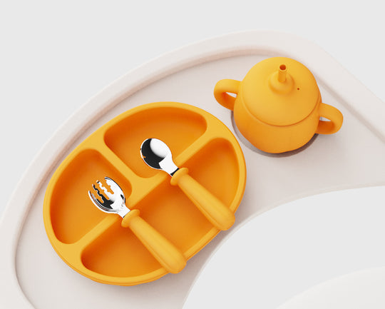 Kids’ No-Spill Cup & Edible Silicone Dinner Plate