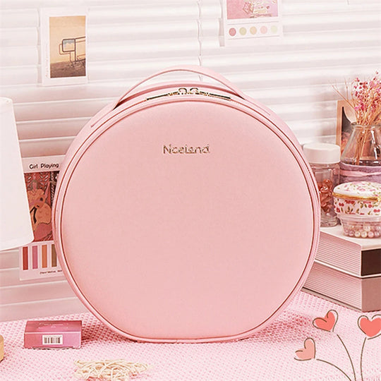 Round Smart LED Makeup Bag with Mirror Lights
