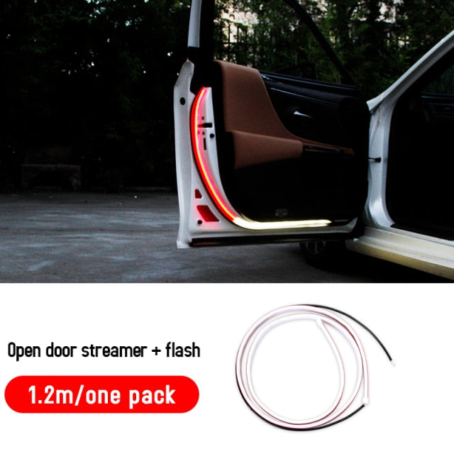 Car Interior Door Welcome Light LED Safety Warning Strobe Signal Lamp Strip 120cm Waterproof 12V Auto Decorative Ambient Lights